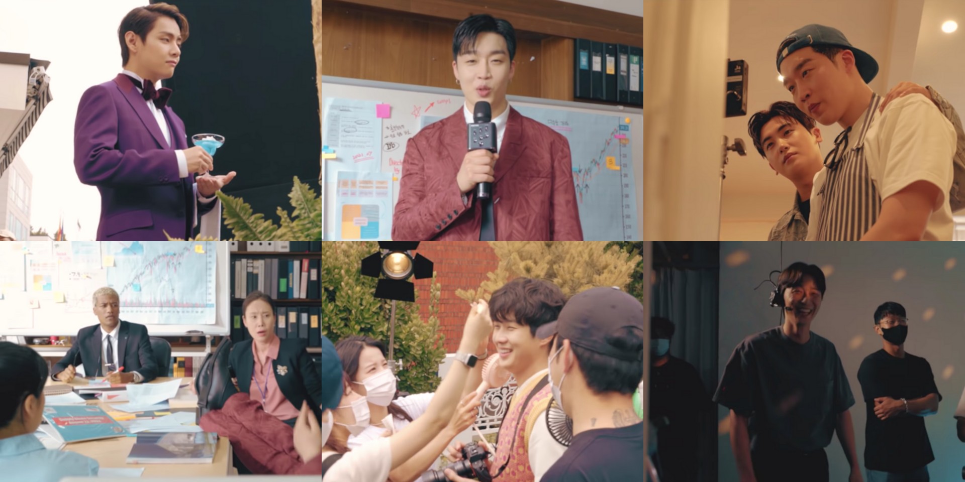 Go behind the scenes of Peakboy's 'Gyopo Hairstyle' music video featuring BTS' V, Park Seo Joon, Park Hyungsik, Choi Woo Shik, and more – watch