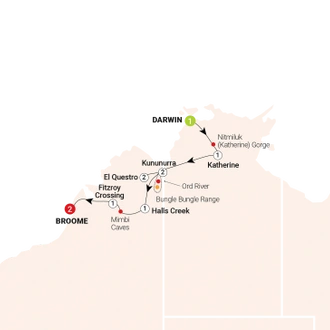 tourhub | AAT Kings | Untamed Kimberley | Tour Map