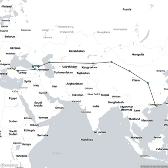 tourhub | Sundowners Overland | Silk Road Discovery | Tour Map