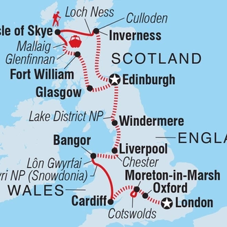 tourhub | Intrepid Travel | Best of England, Wales and Scotland | Tour Map