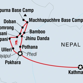 tourhub | Intrepid Travel | Annapurna Base Camp Trek | Tour Map