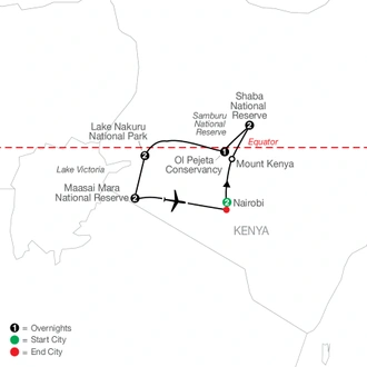tourhub | Globus | Kenya: A Classic Safari with Nairobi | Tour Map