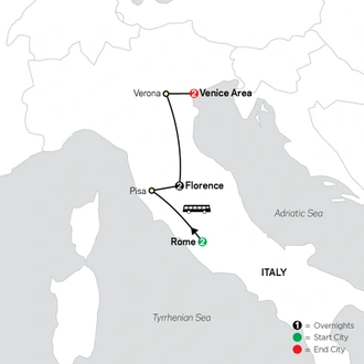 tourhub | Cosmos | Rome, Florence & Venice | Tour Map