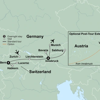 tourhub | Collette | Discover Switzerland, Austria & Bavaria  | Tour Map