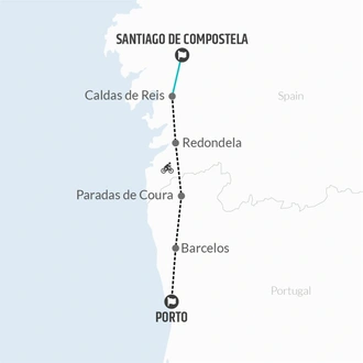 tourhub | Bamba Travel | Camino de Santiago Biking Adventure 7D/6N (from Porto) | Tour Map