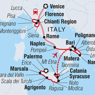 tourhub | Intrepid Travel | Premium Sicily and Italy in Depth | Tour Map