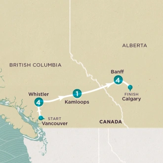 tourhub | Topdeck | Get Social: Canadian Rockies (Winter) 2024-25 | Tour Map