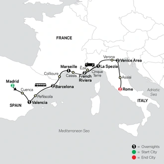 tourhub | Cosmos | Mediterranean Flavors | Tour Map