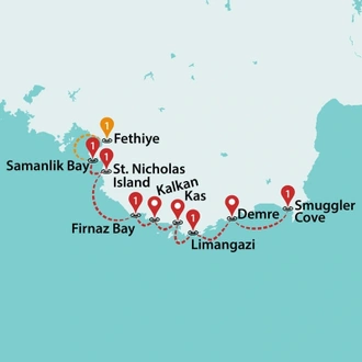 tourhub | Travel Talk Tours | Sail Fethiye &#8211; Kekova &#8211; Fethiye | Tour Map