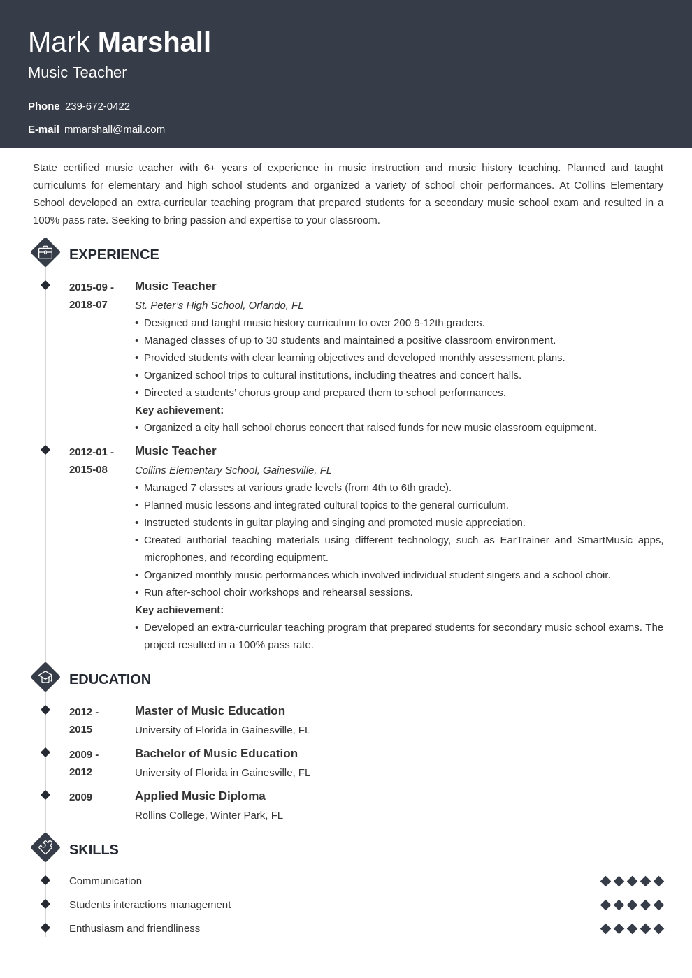 creative resume for teacher