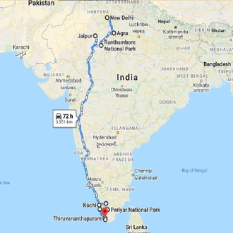 tourhub | UncleSam Holidays | India Sightseeing Tour | Tour Map