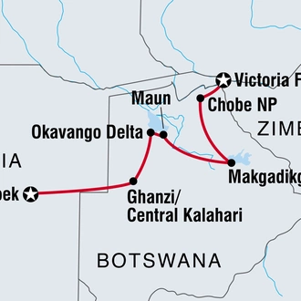 tourhub | Intrepid Travel | Botswana Adventure | Tour Map