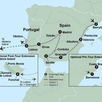 tourhub | Collette | Spain's Classics & Portugal  | Tour Map