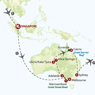tourhub | Titan Travel | The Best of Australia with Singapore | Tour Map