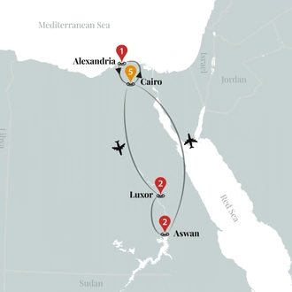 tourhub | Ciconia Exclusive Journeys | Incredible Egypt Luxury Tour | Tour Map