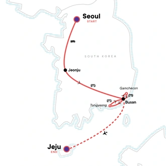 tourhub | G Adventures | Uncover Korea: K Pop & Hanok Villages | Tour Map