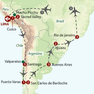tourhub | Saga Holidays | Grand Tour of South America | Tour Map