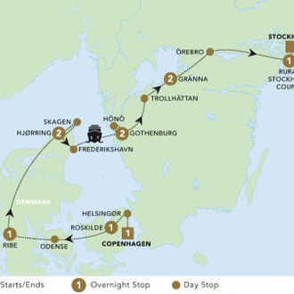 tourhub | Blue-Roads Touring | A Scandinavian Journey: Denmark to Sweden 2025 | Tour Map