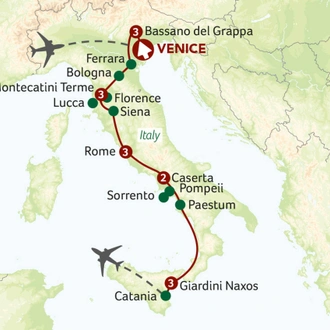 tourhub | Saga Holidays | Grand Tour of Italy - from Venice to Sicily | Tour Map