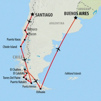 tourhub | On The Go Tours | Patagonia Encompassed - 20 Days | Tour Map