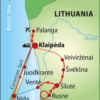 tourhub | Baltic Bike Travel | Cycling Along The Lithuanian Seaside | Tour Map