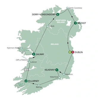 tourhub | Brendan Vacations | Irish Experience | Tour Map