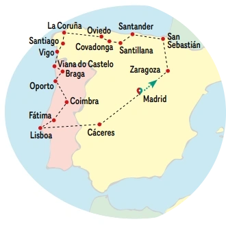 tourhub | VPT TOURS | 12 Days North of Spain & Lusitania (Sundays) | Tour Map