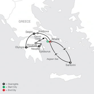 tourhub | Globus | Greek Escape plus 2 nights in Santorini | Tour Map