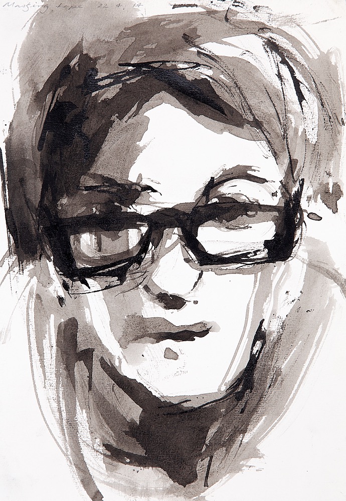 Jody Graham - self=portrait in ink