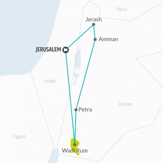 tourhub | Bamba Travel | Petra & Wadi Rum Experience 2D/1N (from Jerusalem) | Tour Map