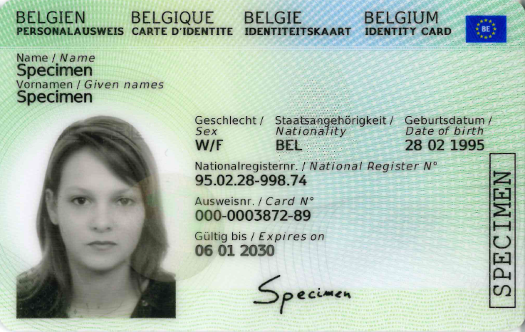 document number identity card belgium