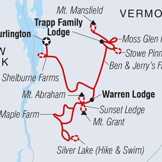 tourhub | Intrepid Travel | Hike Vermont: Fall Foliage | Tour Map