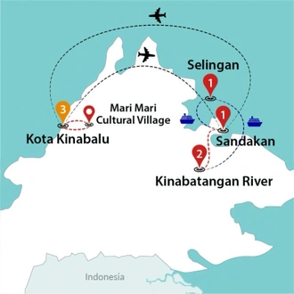 tourhub | Travel Talk Tours | Wonders Of Borneo, Malaysia | Tour Map