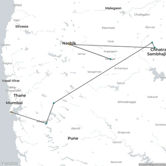 tourhub | Agora Voyages | Three Jyotirlinga Temples in Maharashtra | Tour Map