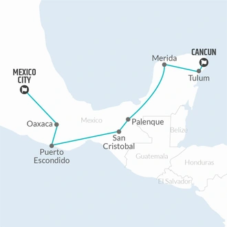 tourhub | Bamba Travel | Magical Mexico Adventure 17D/16N | Tour Map