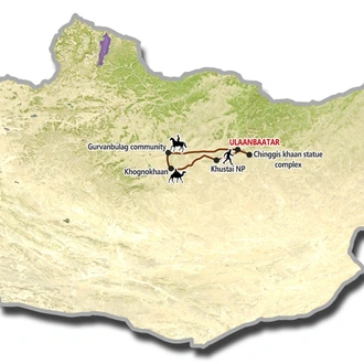 tourhub | Tour Mongolia | Essence of Mongolia - 4 Days | Tour Map