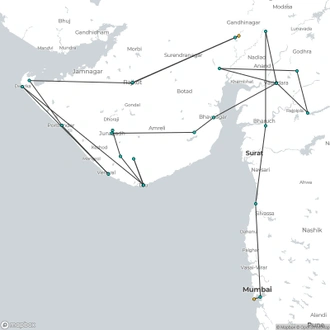 tourhub | Agora Voyages | Mumbai to Ahmedabad Discover Gujarat Overland Tour | Tour Map