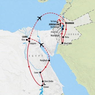 tourhub | On The Go Tours | Pyramids, Petra, Promised Land - 19 Days | Tour Map