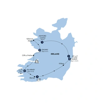 tourhub | Insight Vacations | Ashford Castle and Ireland's Icons - Small Group | Tour Map