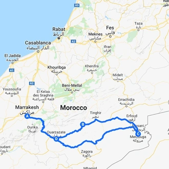 tourhub | Morocco Private Tours | 3 Days Sahara tour from Marrakech Shared group | Tour Map