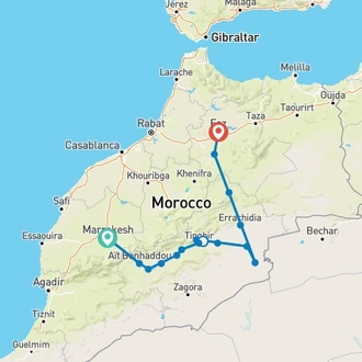 tourhub | Best Tours Morocco | SAHARA EXPERIENCE (Private Guided tour/ 4 Star Hotels) | Tour Map