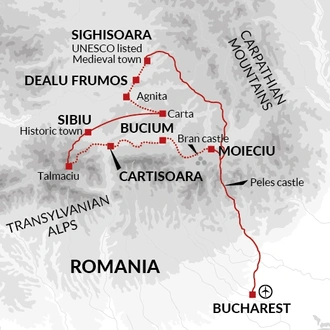 tourhub | Explore! | Cycle Romania | Tour Map