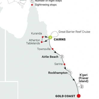 tourhub | AAT Kings | Tropical Beaches & Reefs | Tour Map