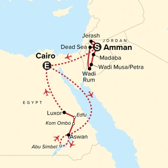 tourhub | G Adventures | Journeys: Discover Jordan & Egypt | Tour Map