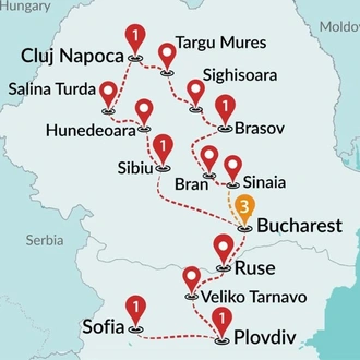 tourhub | Travel Talk Tours | Treasures of Transylvania | Tour Map