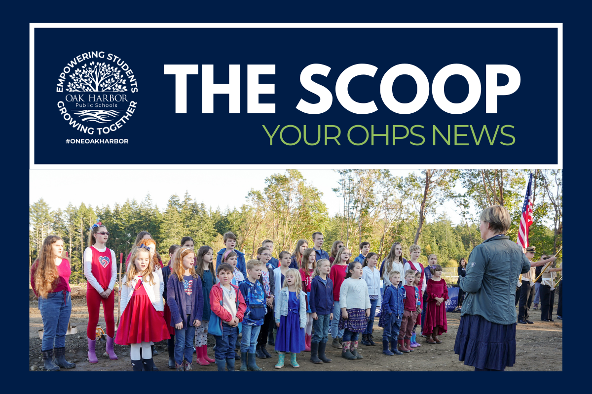 the scoop newsletter header image featuring choir students