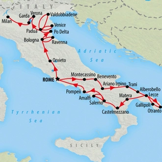 tourhub | On The Go Tours | Best of Italy's North & South - 13 days | Tour Map
