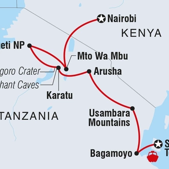 tourhub | Intrepid Travel | Stone Town to Nairobi | Tour Map