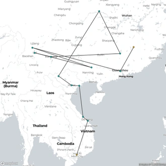 tourhub | G Adventures | China & Vietnam: Chengdu to Ho Chi Minh | Tour Map