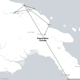 tourhub | Crooked Compass | Goroka Festival, Madang &#038; The Sepik River | Tour Map